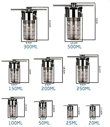 حجمهای مختلف از اتوکلاو هیدروترمال